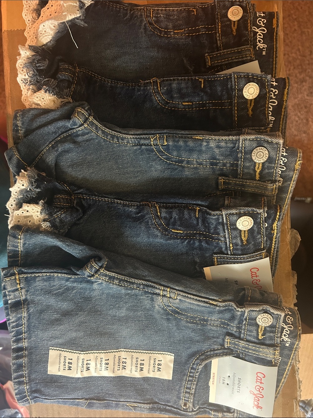 Cat & Jack Blue Denim Shorts with Lace Hem